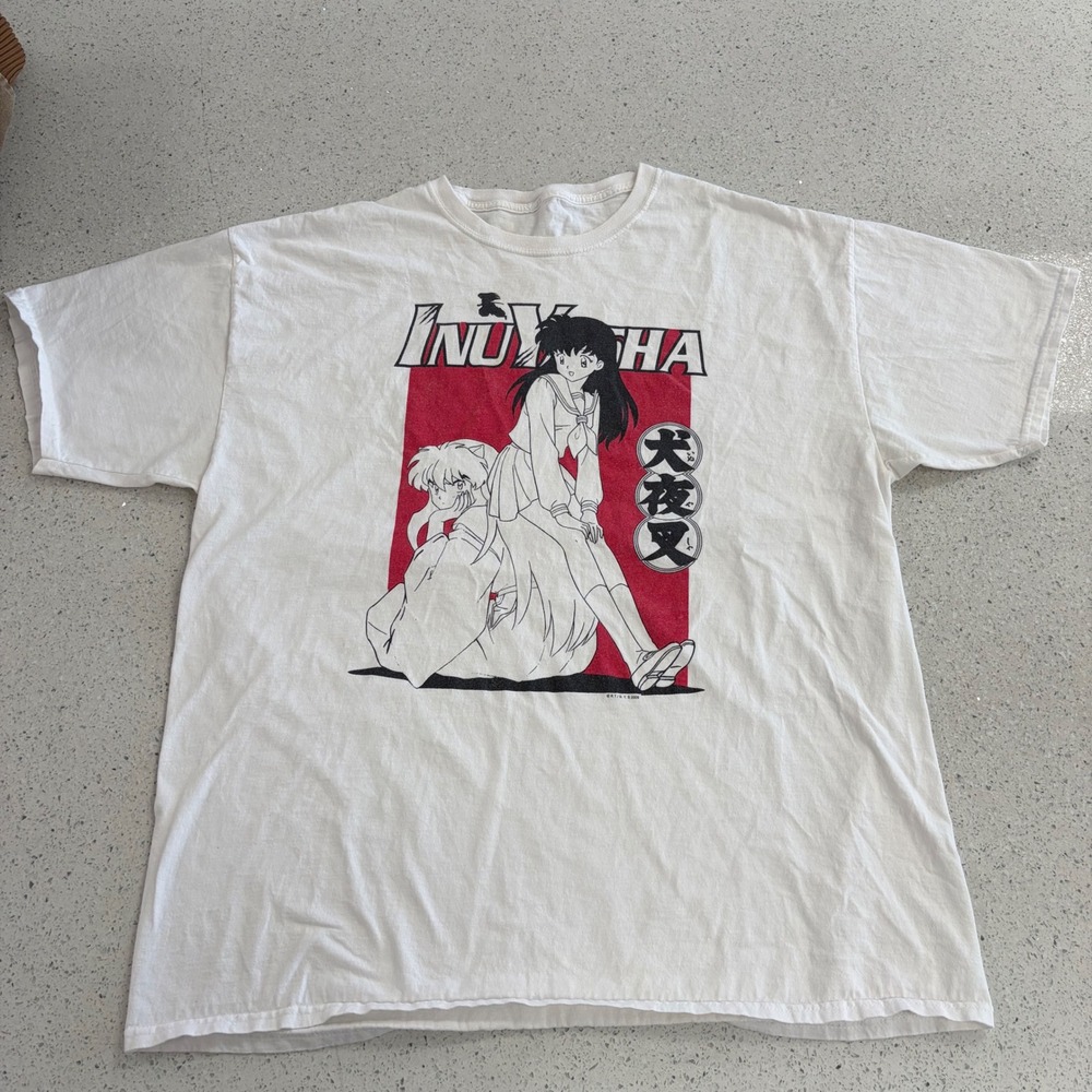 Vintage Y2K 2009 Inuyasha White  T-Shirt XL
